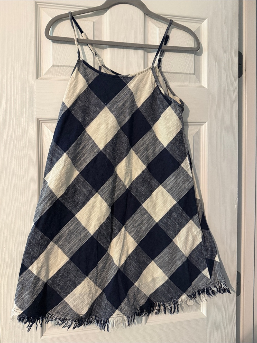 Universal Thread Navy and White Check Fringe Sundress
